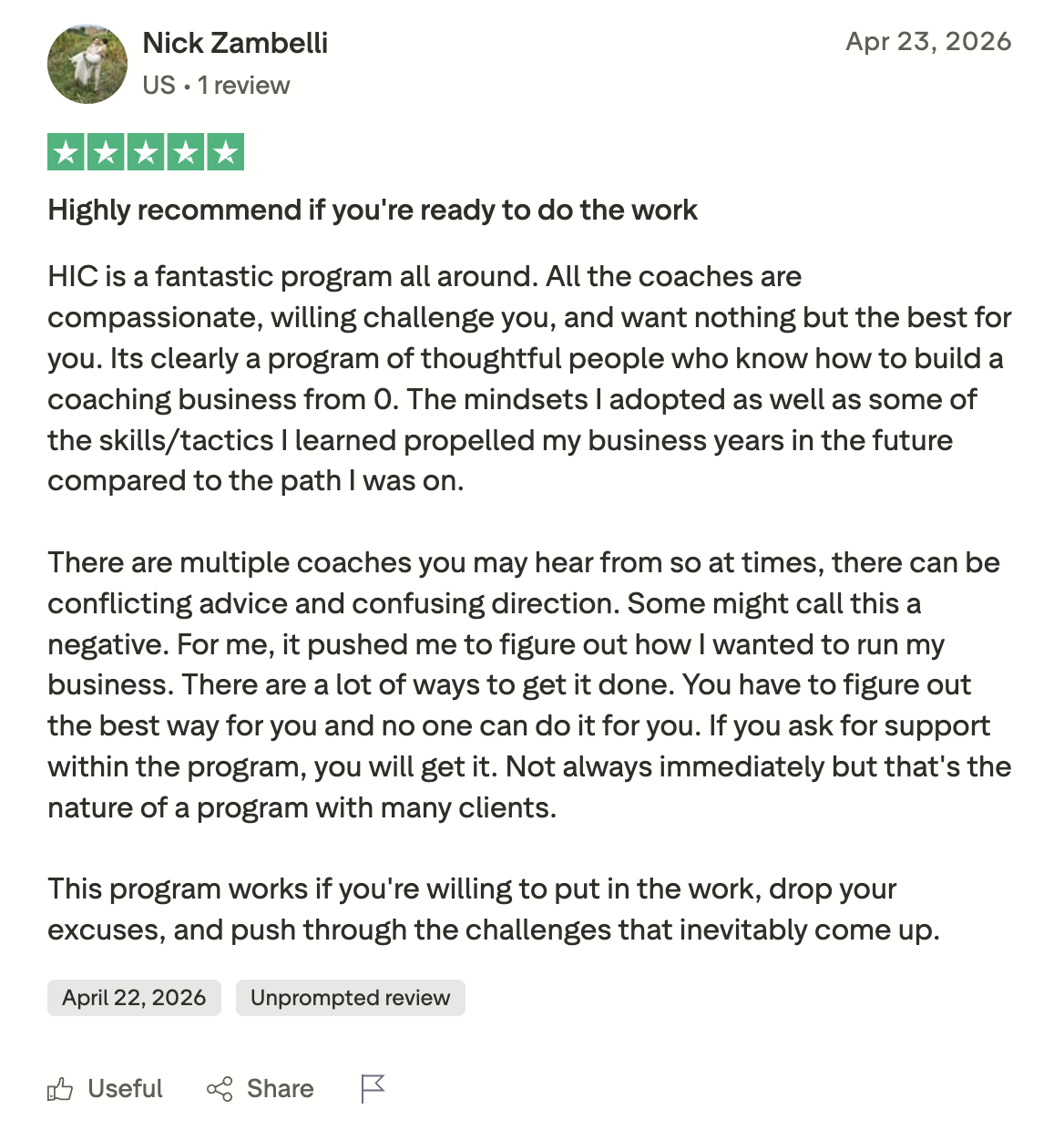 Coach testimonial