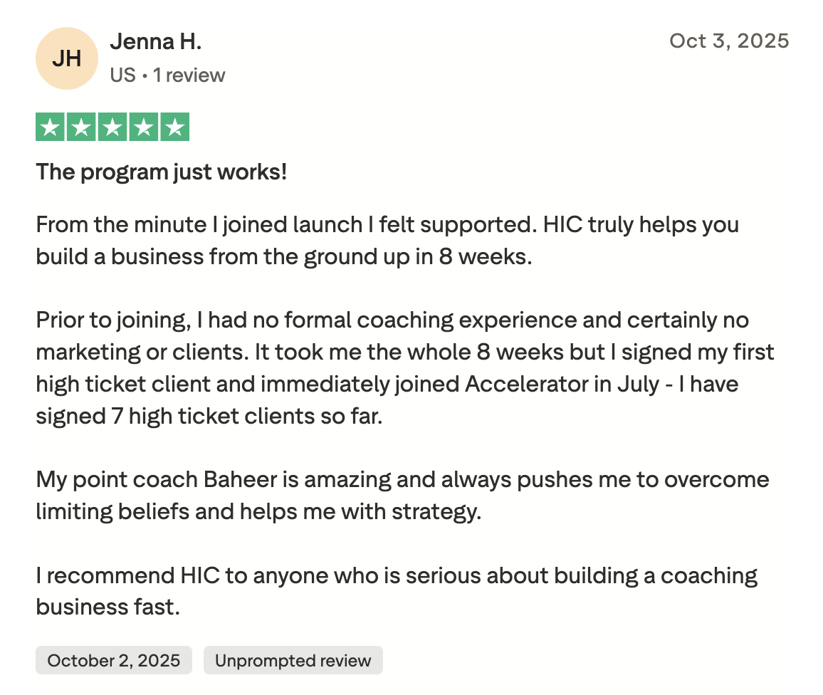 Coach testimonial